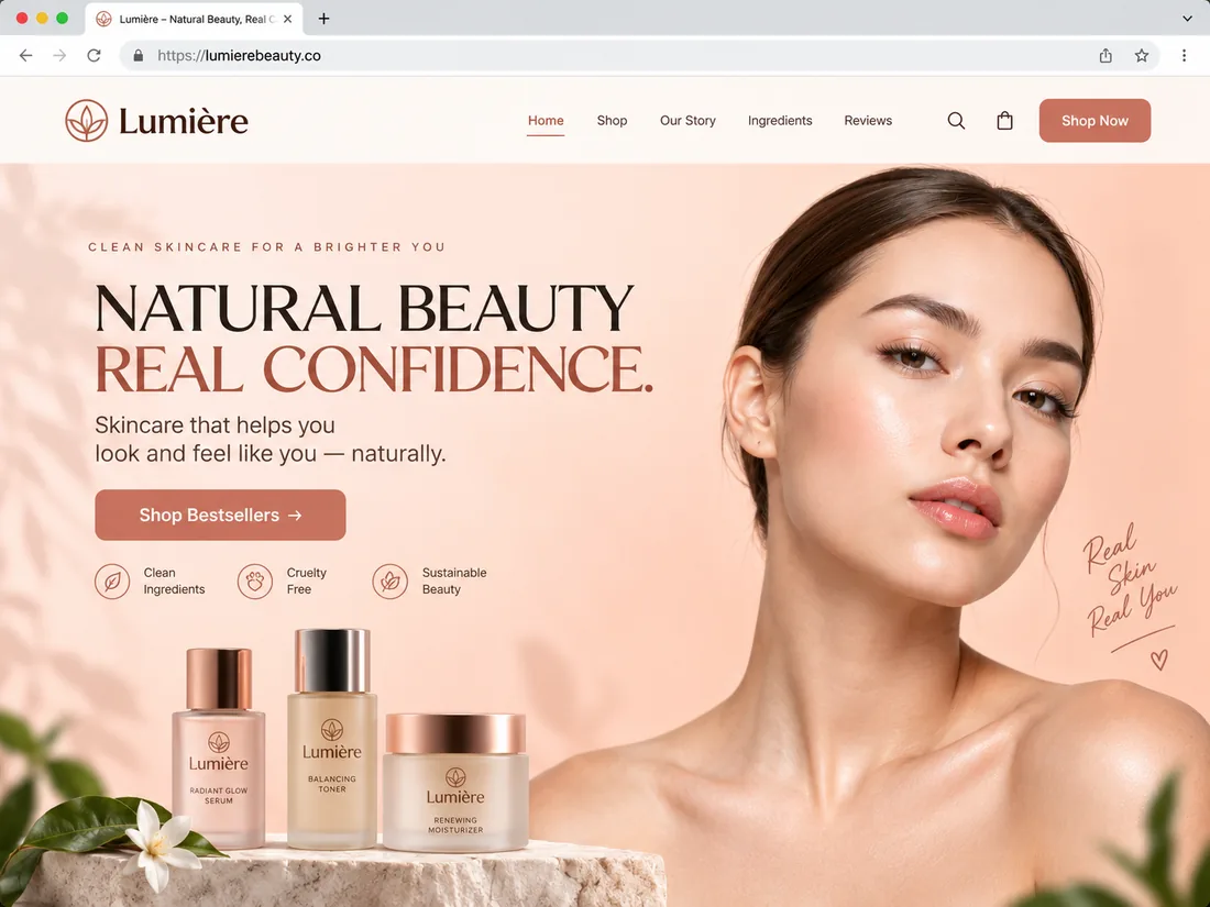 Beauty and wellness landing page design example