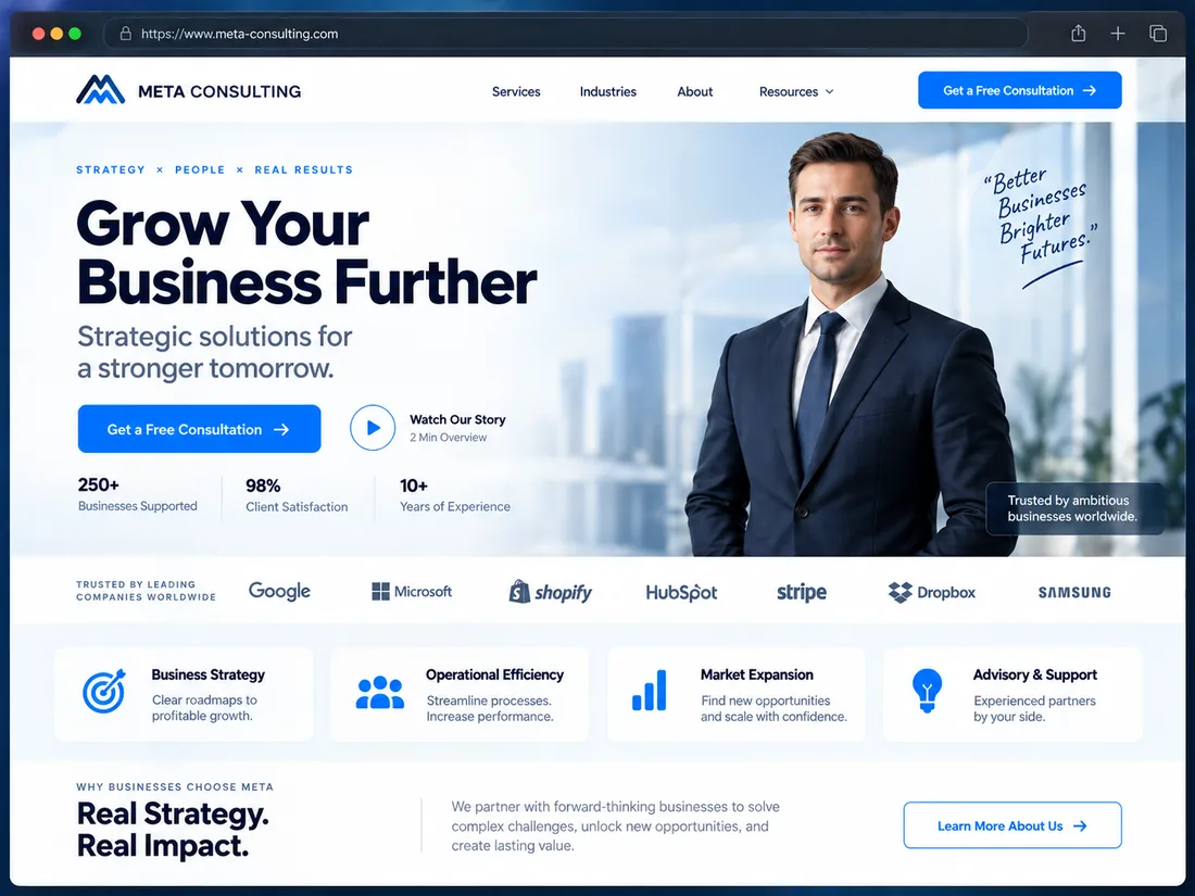 Professional services lead generation landing page example